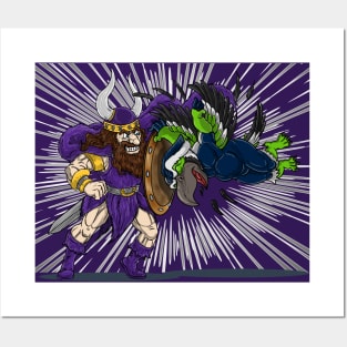 Minnesota Vikings Fans - Kings of the North vs Bashed Birds of the Sea Posters and Art